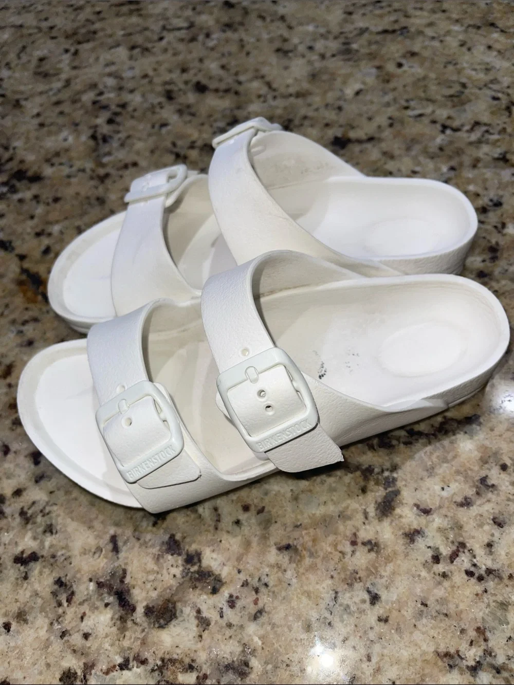 Birkenstock Arizona Kids White Double-Buckle Slide Sandals